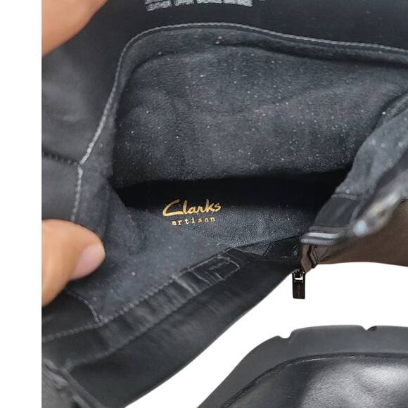 Clarks Black Lucette Holly Waterproof Boot Leather Upper Women Size 10 - Picture 5 of 8